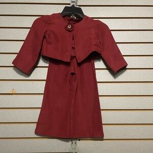 Handmade 2 Piece Set Jacket Trouser Pants Maroon Size 3 4 Velour‎ Like